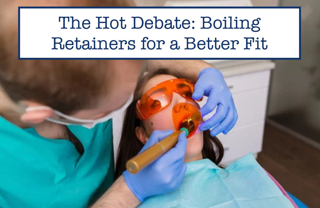 orthodontist fitting the retainer of his patient