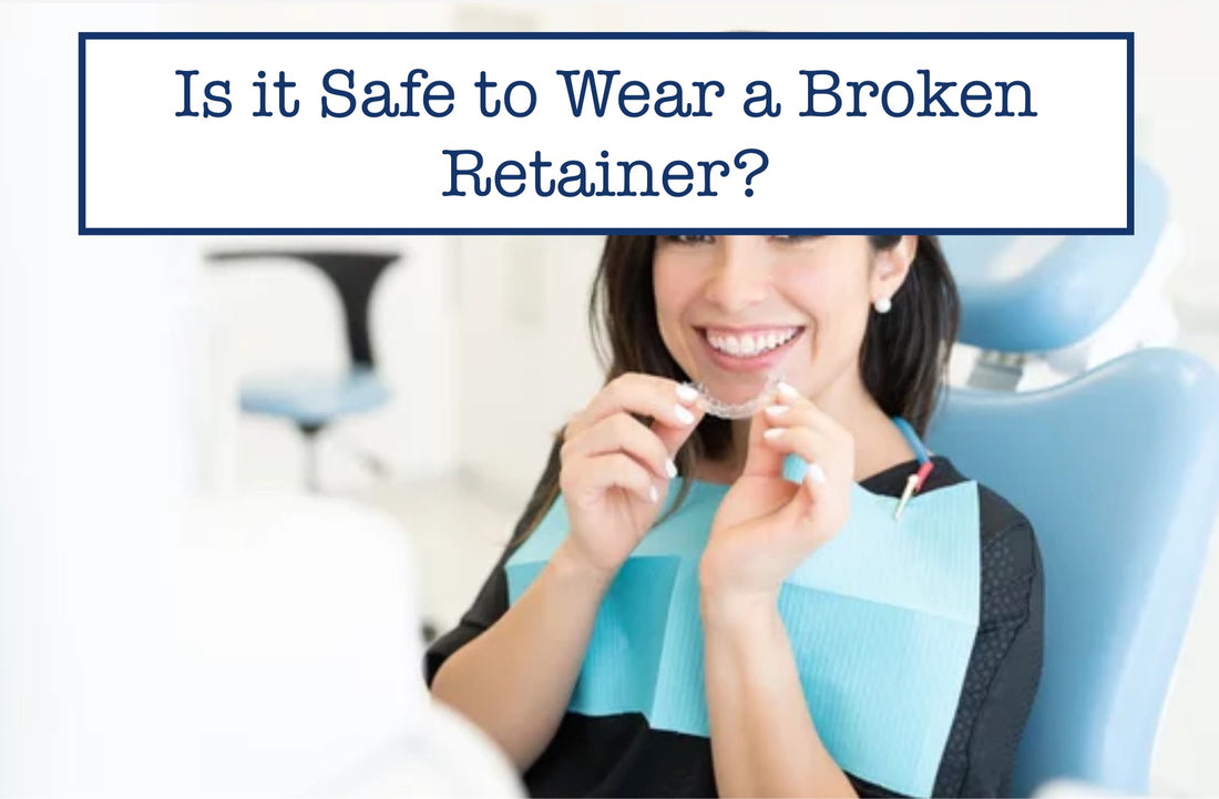 girl in a dental chair holding her retainer