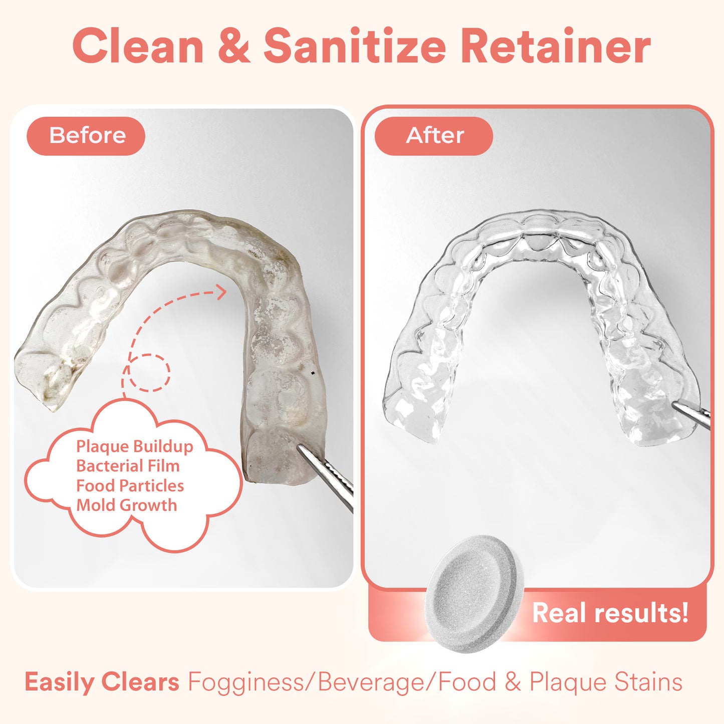 Daily Retainer & Aligner Cleaner Tablets Mint-Scented | No DYE