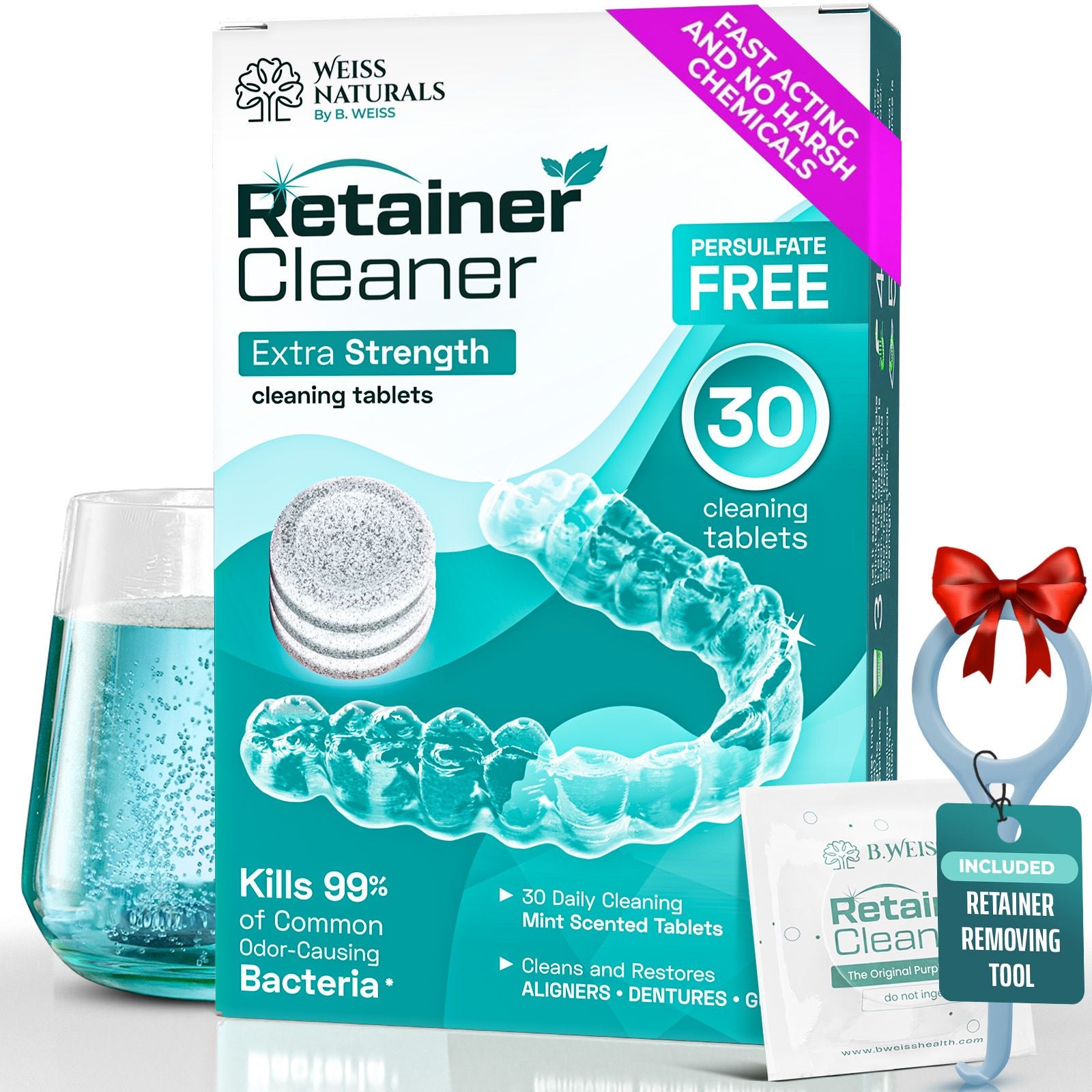 Ratainer Cleaner Mint Retainer Cleaner Tablets - B.WEISS Persulfate-Free – B.WEISS Health