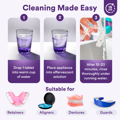 Daily Retainer & Aligner Cleaner Tablets grape scented